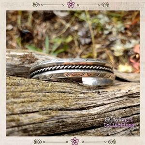 Vintage Sterling Silver Navajo Stamped Cuff Bracelet